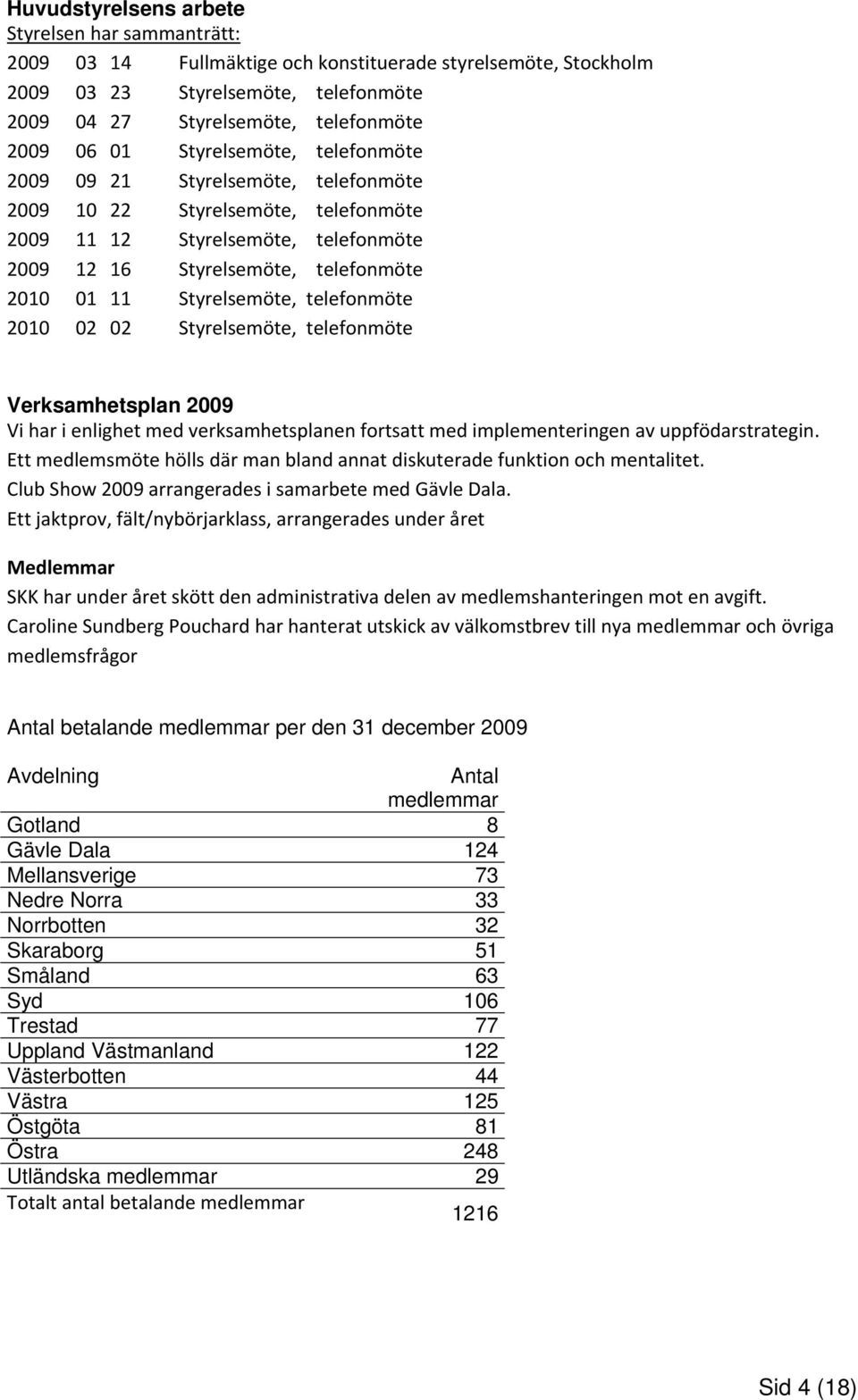 telefonmöte 2010 02 02 Styrelsemöte, telefonmöte Verksamhetsplan 2009 Vi har i enlighet med verksamhetsplanen fortsatt med implementeringen av uppfödarstrategin.