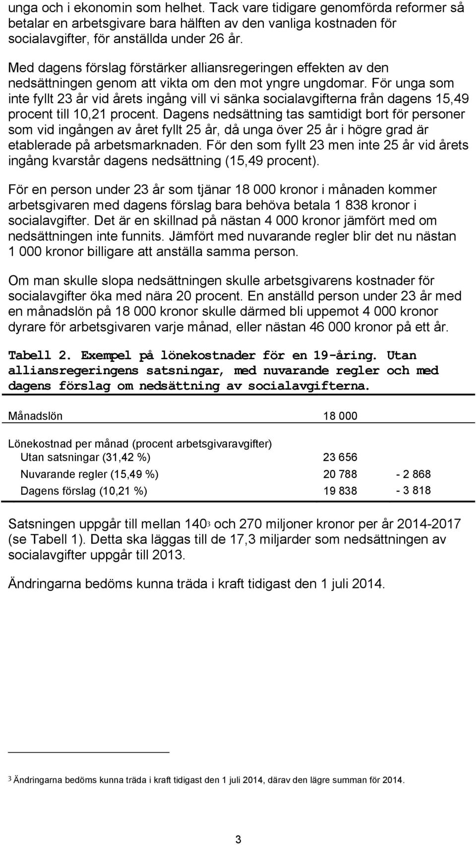 För unga som inte fyllt 23 år vid årets ingång vill vi sänka socialavgifterna från dagens 15,49 procent till 10,21 procent.