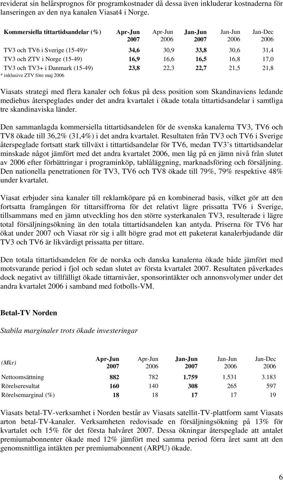* inklusive ZTV före maj Viasats strategi med flera kanaler och fokus på dess position som Skandinaviens ledande mediehus återspeglades under det andra kvartalet i ökade totala tittartidsandelar i