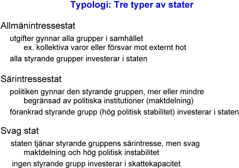 styrande gruppen, mer eller mindre begränsad av politiska institutioner (maktdelning) förankrad styrande grupp (hög politisk