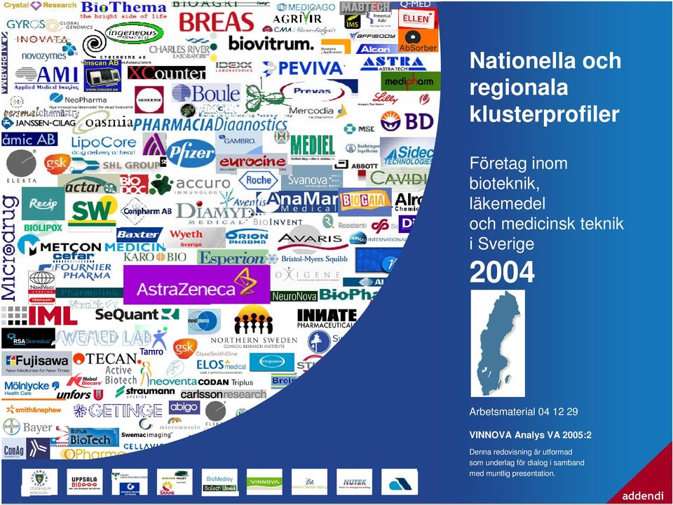 12 29 VINNOVA Analys VA 2005:2 BioMedley Denna redovisning är