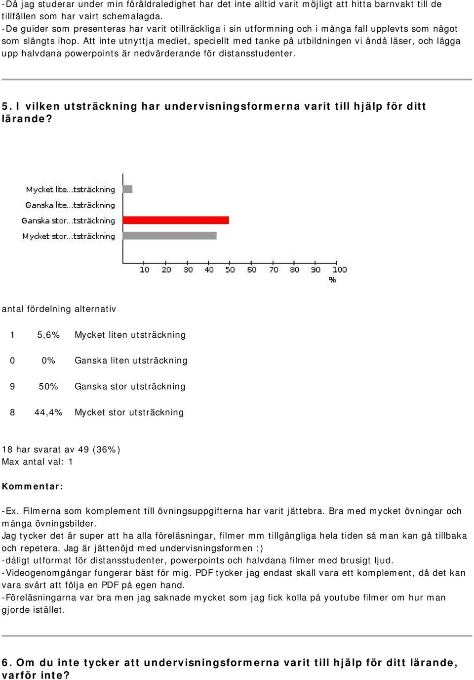 Att inte utnyttja mediet, speciellt med tanke på utbildningen vi ändå läser, och lägga upp halvdana powerpoints är nedvärderande för distansstudenter. 5.