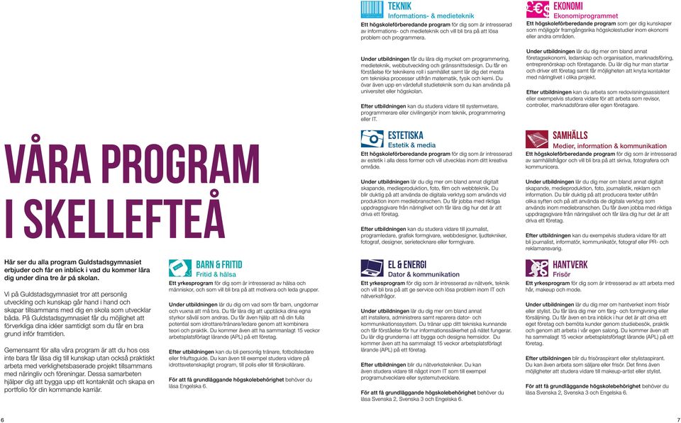 Våra program i Skellefteå Under utbildningen får du lära dig mycket om programmering, medieteknik, webbutveckling och gränssnittsdesign.