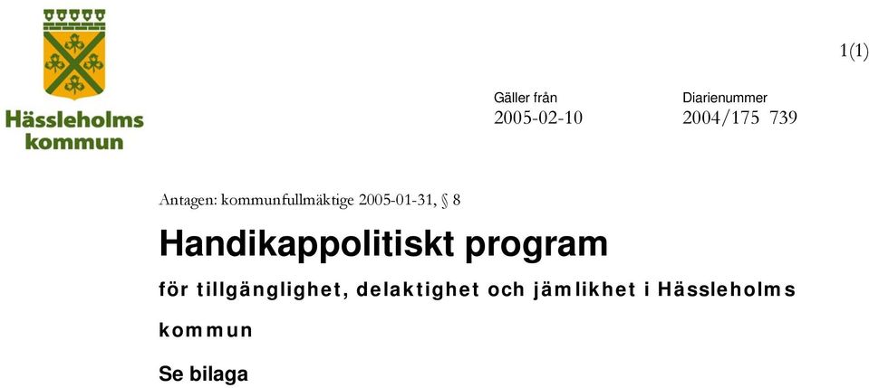 Handikappolitiskt program för tillgänglighet,