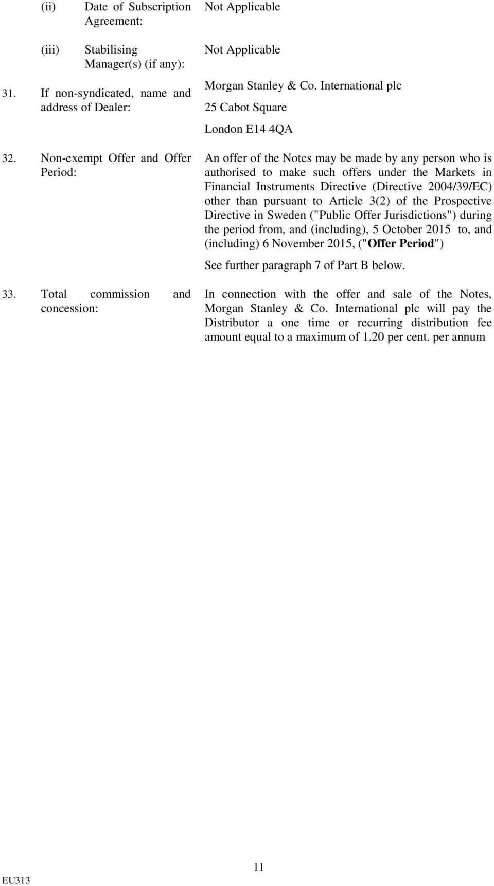 International plc 25 Cabot Square London E14 4QA An offer of the Notes may be made by any person who is authorised to make such offers under the Markets in Financial Instruments Directive (Directive