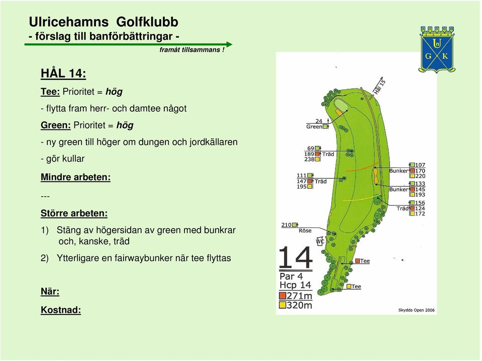 jordkällaren - gör kullar --- 1) Stäng av högersidan av green med