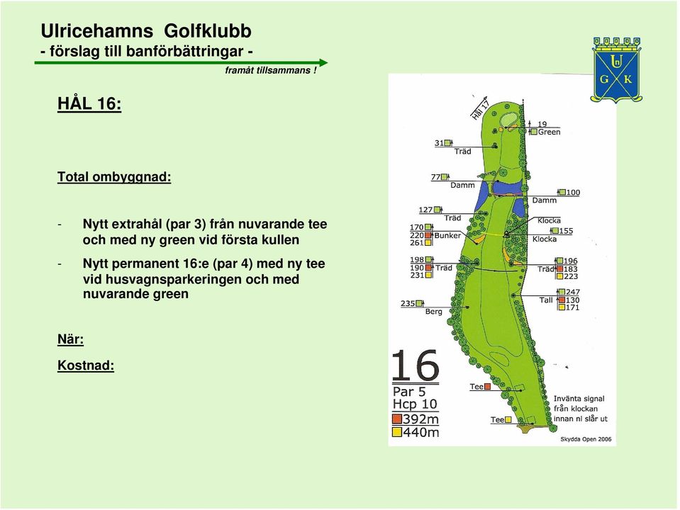 första kullen - Nytt permanent 16:e (par 4) med