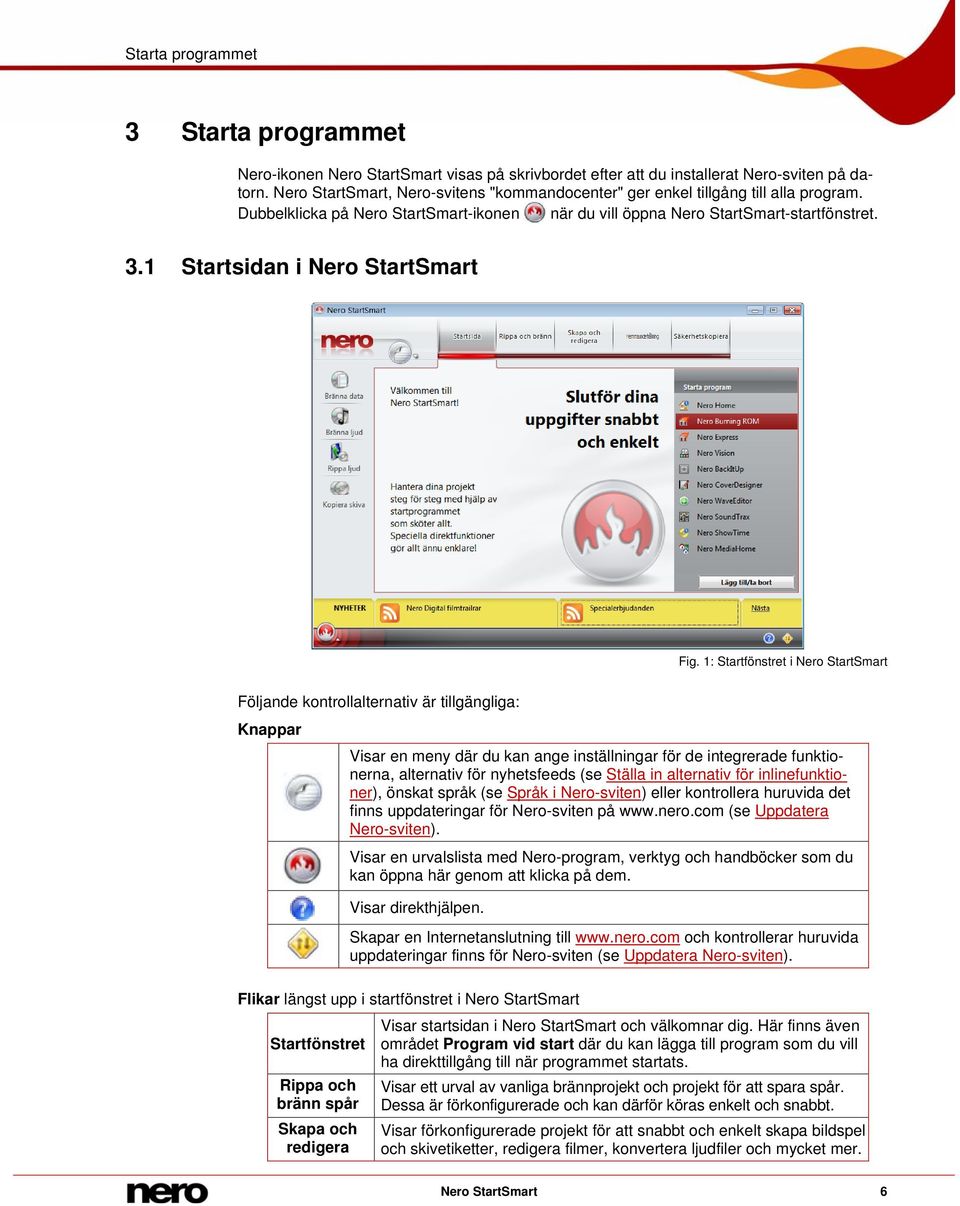 1 Startsidan i Nero StartSmart Fig.