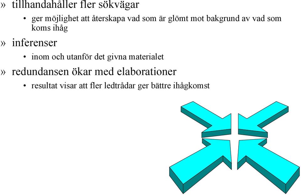 inom och utanför det givna materialet» redundansen ökar med
