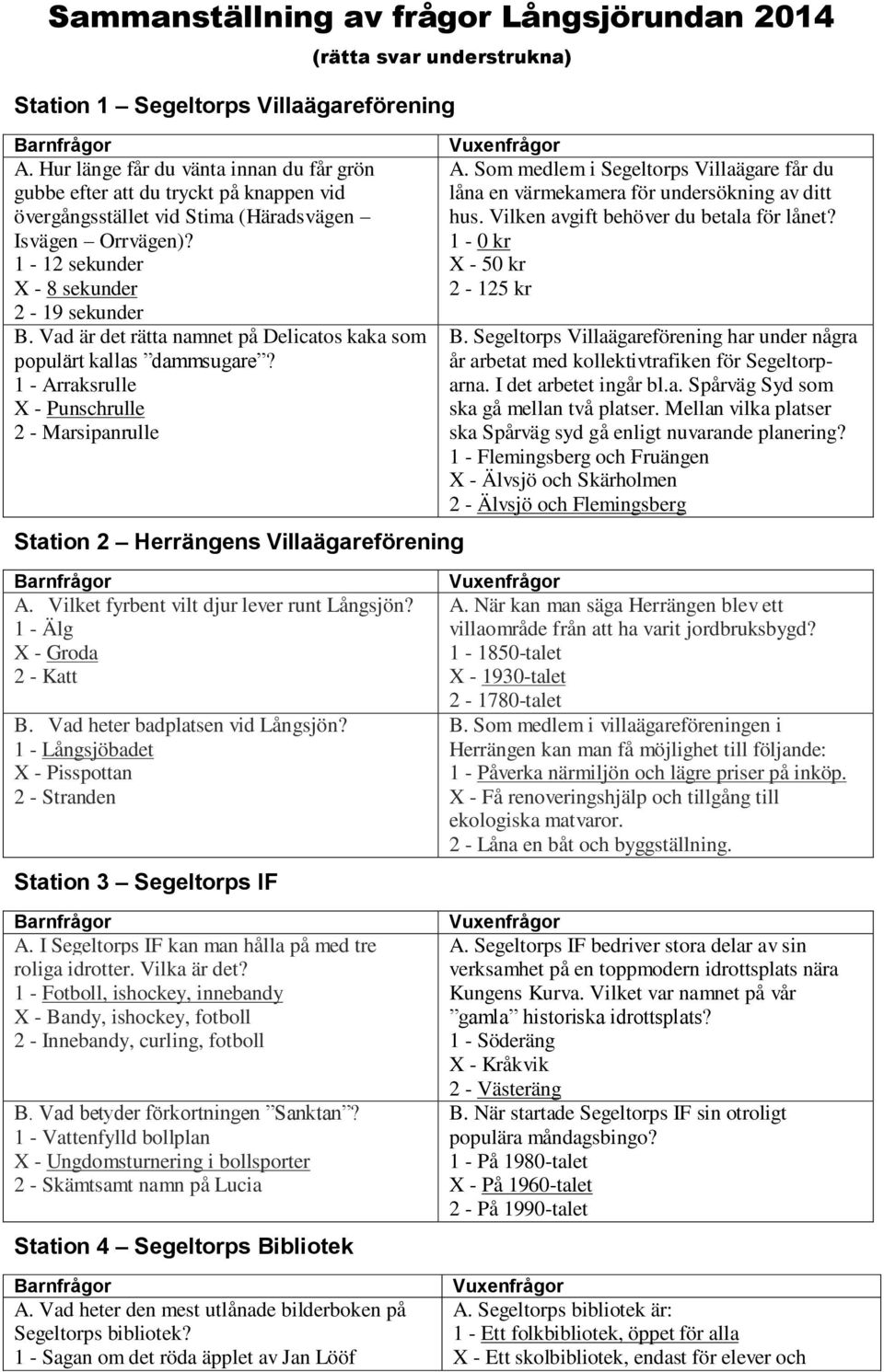 Vad är det rätta namnet på Delicatos kaka som populärt kallas dammsugare? 1 - Arraksrulle X - Punschrulle 2 - Marsipanrulle Station 2 Herrängens Villaägareförening A.