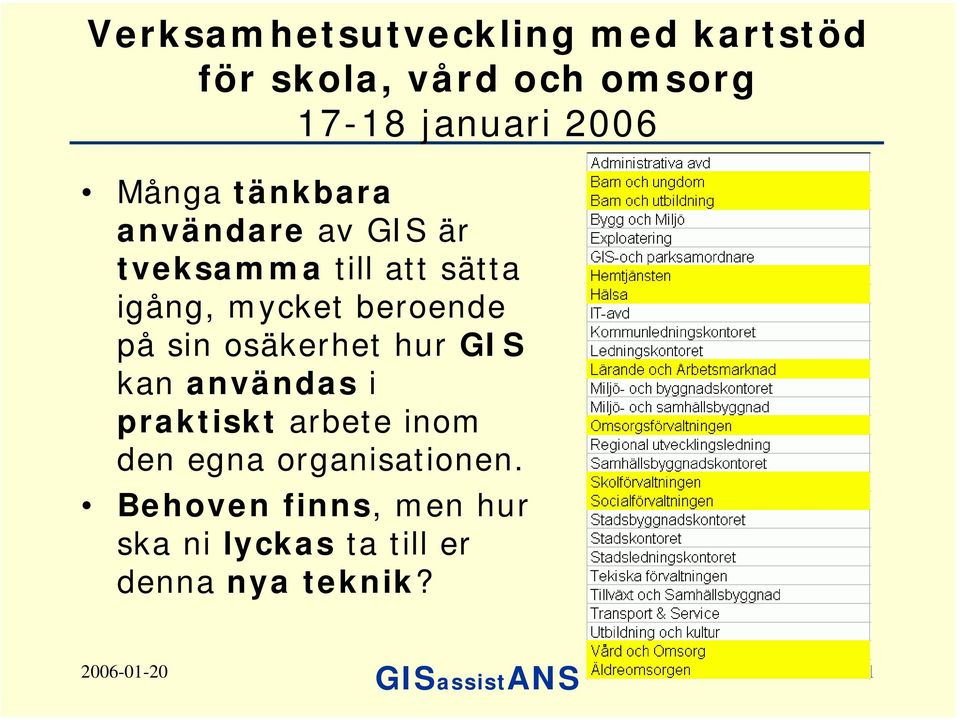 beroende på sin osäkerhet hur GIS kan användas i praktiskt arbete inom den egna