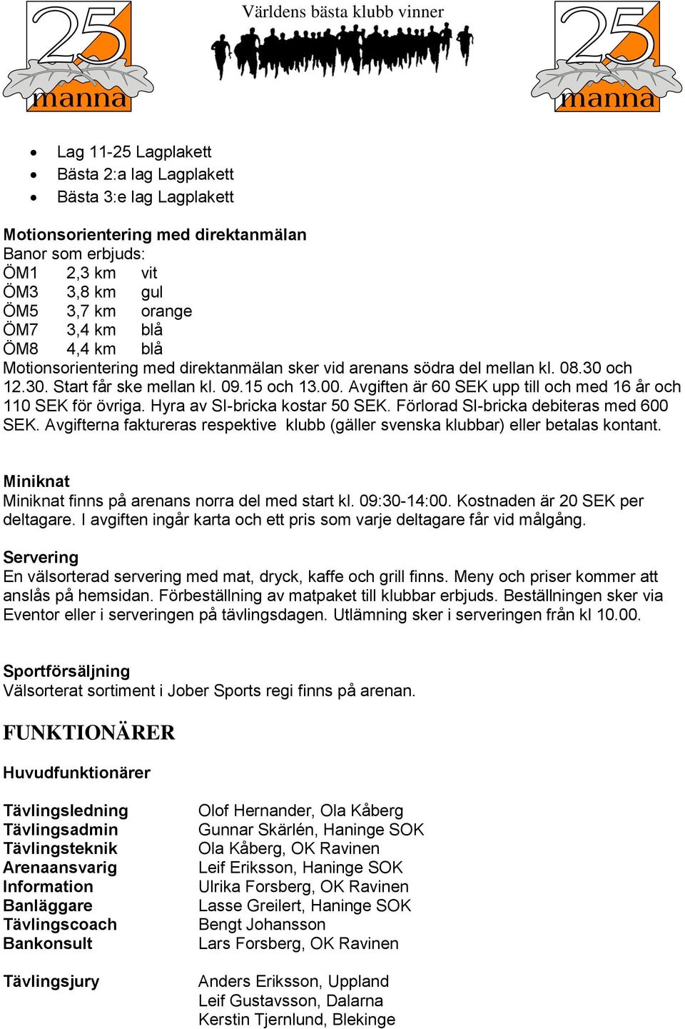 Avgiften är 60 SEK upp till och med 16 år och 110 SEK för övriga. Hyra av SI-bricka kostar 50 SEK. Förlorad SI-bricka debiteras med 600 SEK.