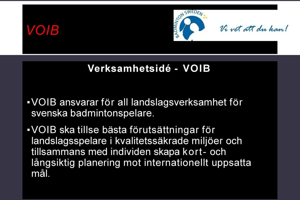 VOIB ska tillse bästa förutsättningar för landslagsspelare i