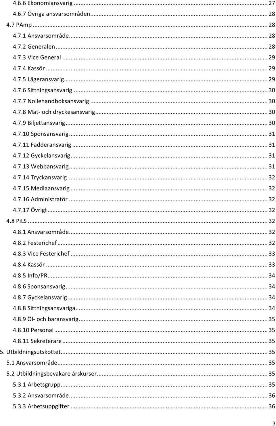 .. 31 4.7.14 Tryckansvarig... 32 4.7.15 Mediaansvarig... 32 4.7.16 Administratör... 32 4.7.17 Övrigt... 32 4.8 PiLS... 32 4.8.1 Ansvarsområde... 32 4.8.2 Festerichef... 32 4.8.3 Vice Festerichef.