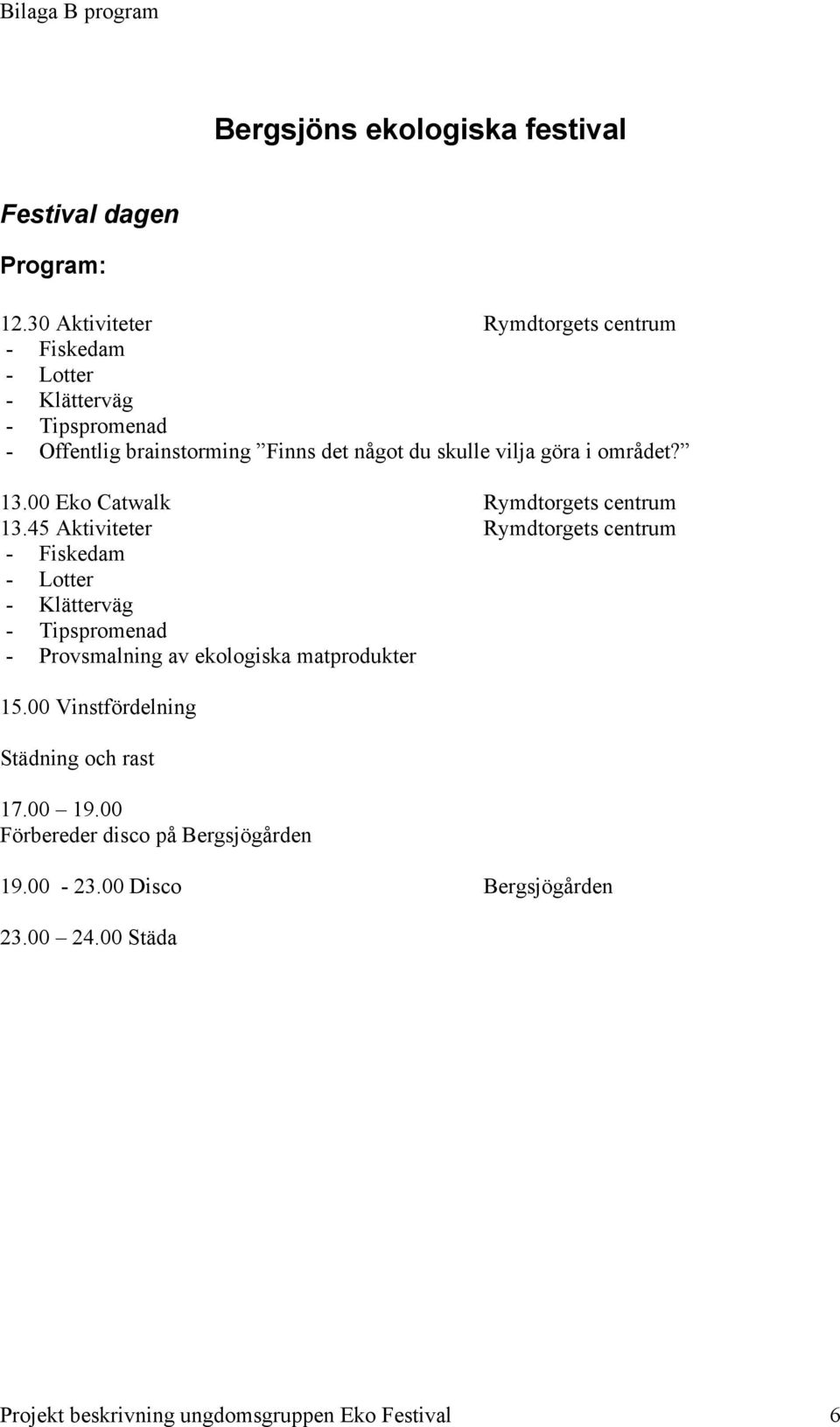 i området? 13.00 Eko Catwalk Rymdtorgets centrum 13.