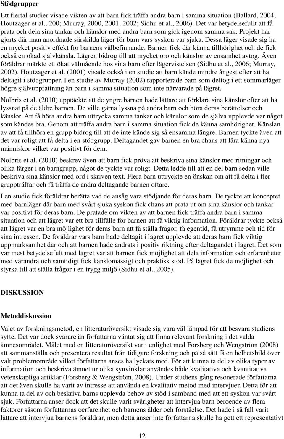Dessa läger visade sig ha en mycket positiv effekt för barnens välbefinnande. Barnen fick där känna tillhörighet och de fick också en ökad självkänsla.