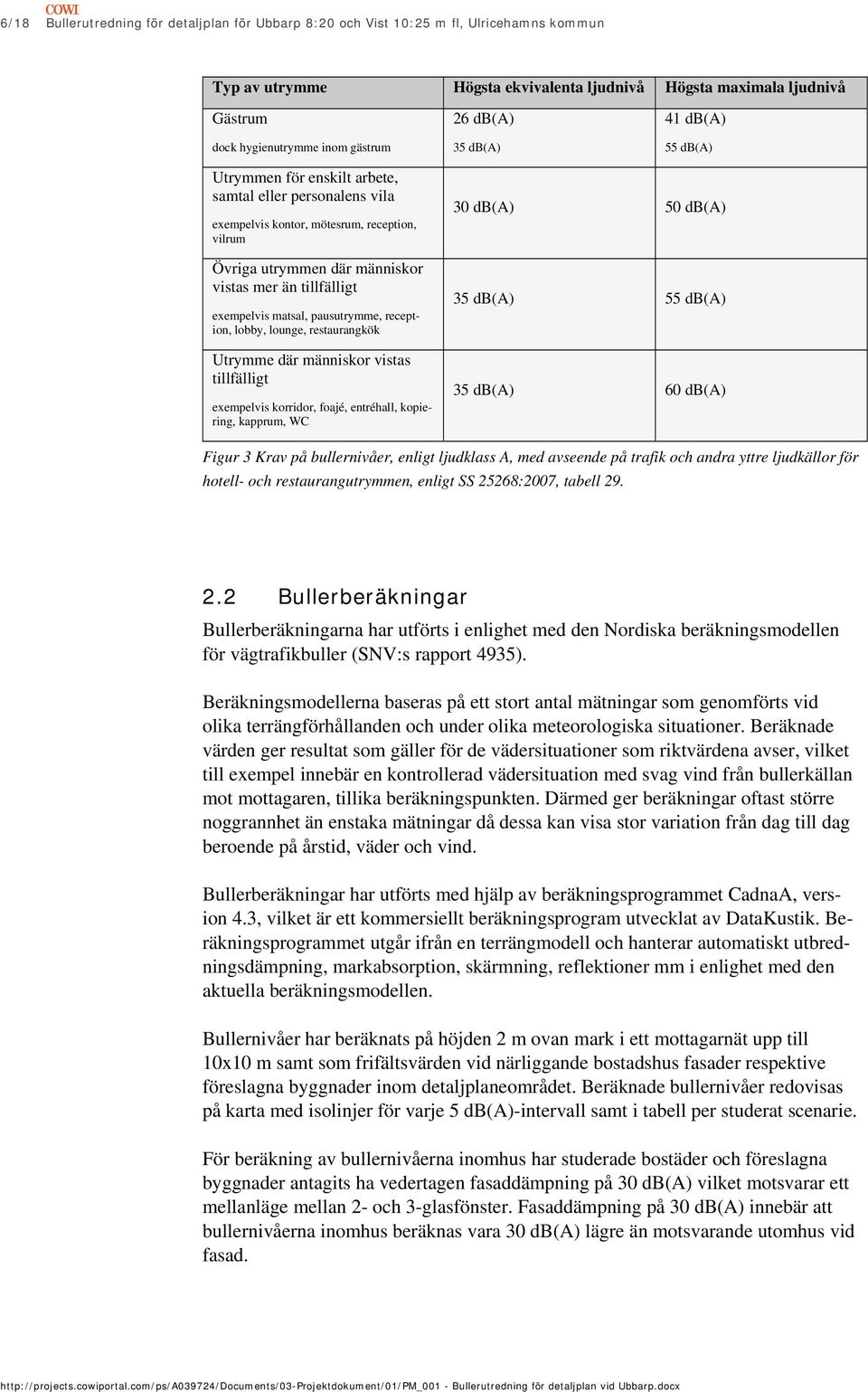 exempelvis matsal, pausutrymme, reception, lobby, lounge, restaurangkök Utrymme där människor vistas tillfälligt exempelvis korridor, foajé, entréhall, kopiering, kapprum, WC 30 db(a) 50 db(a) 35