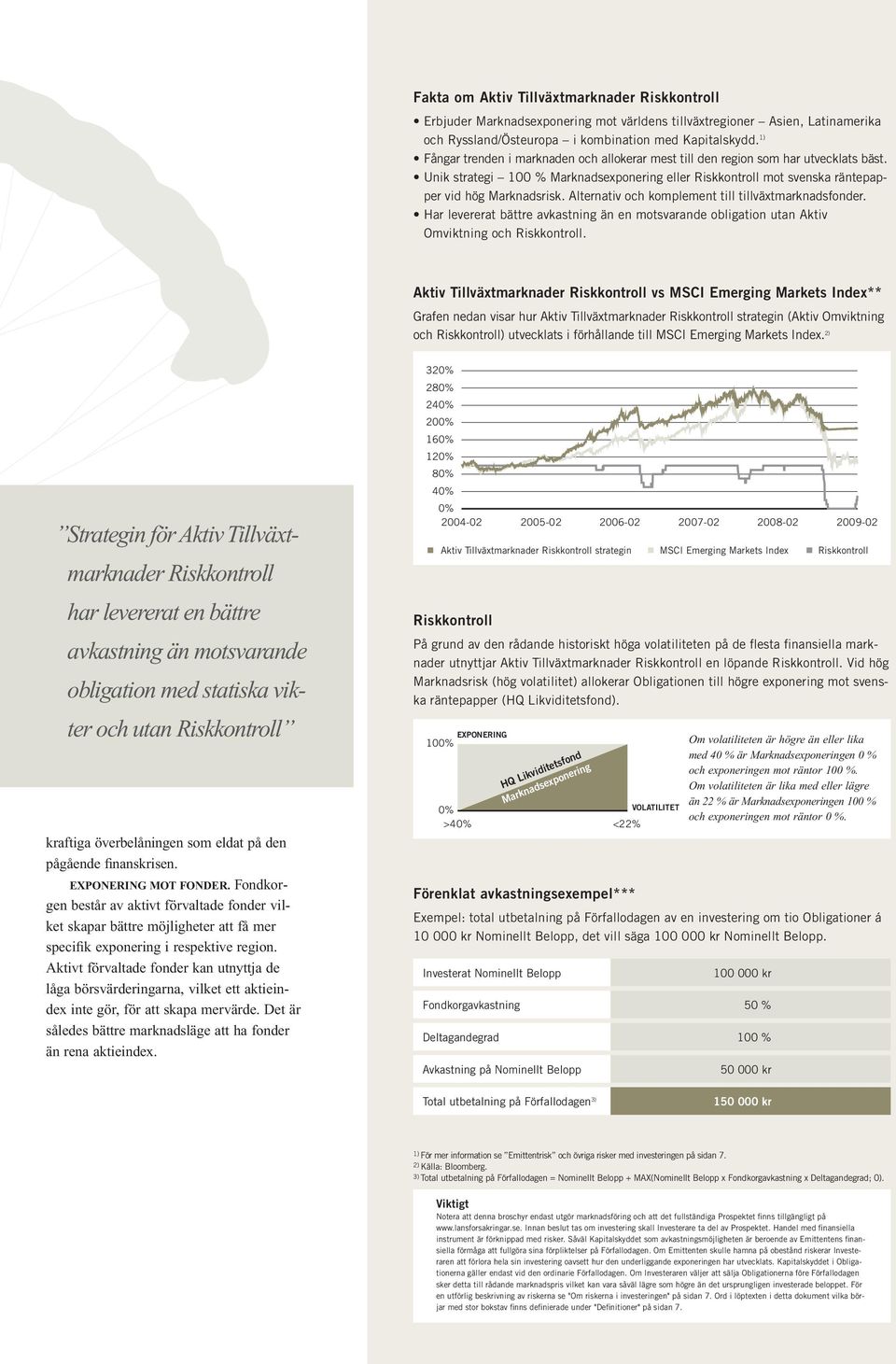 Alternativ och komplement till tillväxtmarknadsfonder. Har levererat bättre avkastning än en motsvarande obligation utan Aktiv Omviktning och Riskkontroll.