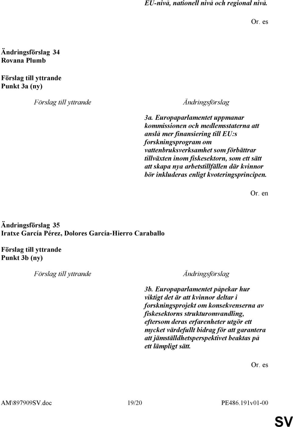 skapa nya arbetstillfällen där kvinnor bör inkluderas enligt kvoteringsprincipen. 35 Punkt 3b (ny) 3b.