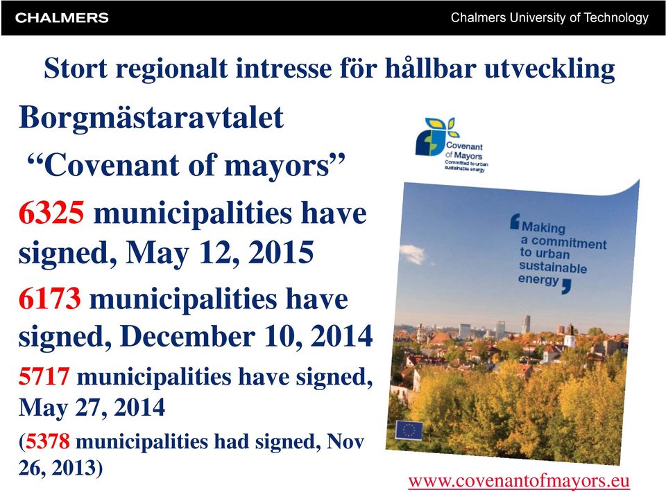 6173 municipalities have signed, December 10, 2014 5717 municipalities have