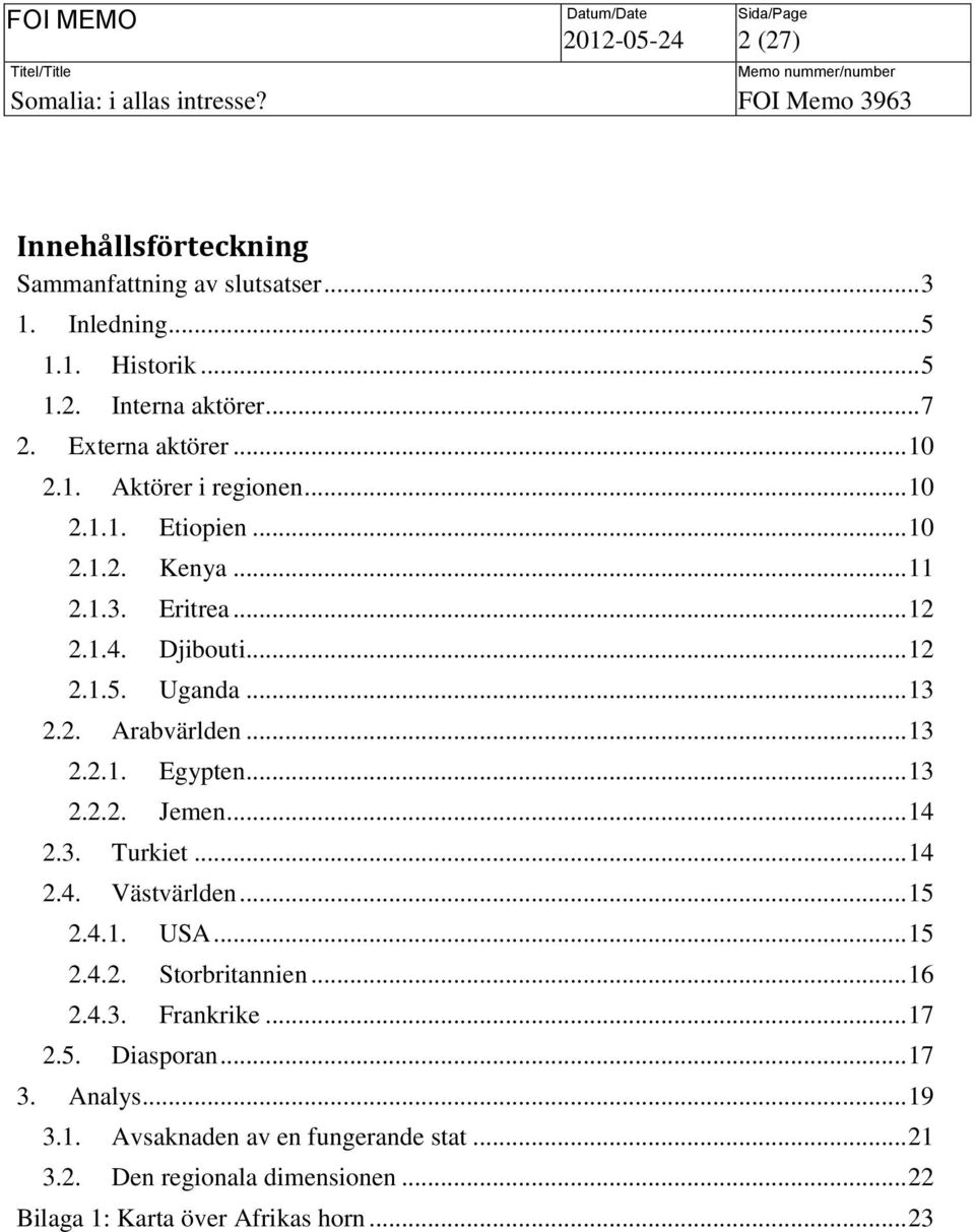 .. 13 2.2.1. Egypten... 13 2.2.2. Jemen... 14 2.3. Turkiet... 14 2.4. Västvärlden... 15 2.4.1. USA... 15 2.4.2. Storbritannien... 16 2.4.3. Frankrike... 17 2.