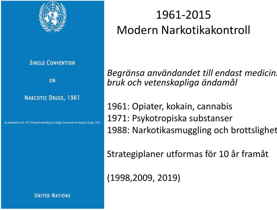 cannabis 1971: Psykotropiska substanser 1988: Narkotikasmuggling