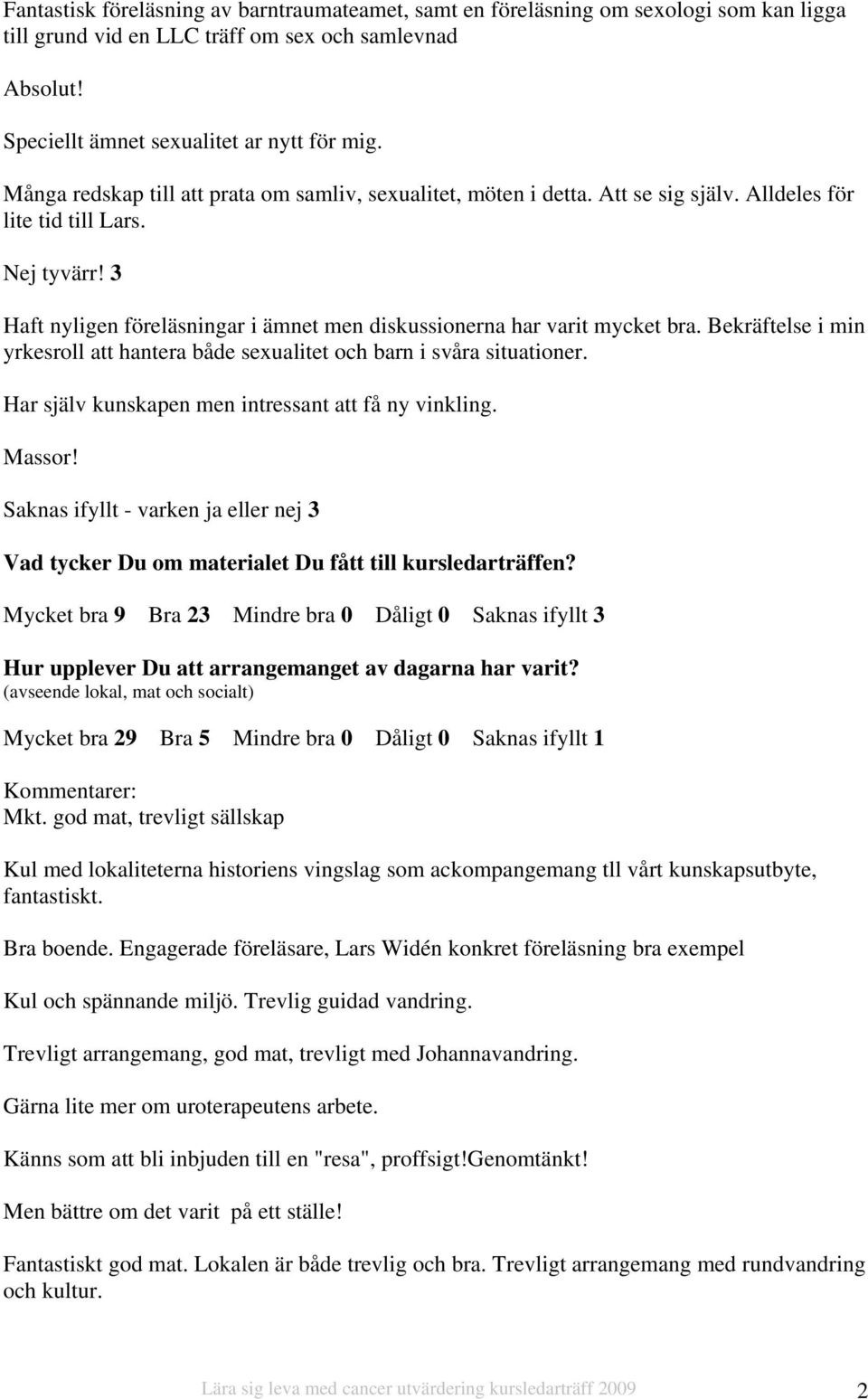 3 Haft nyligen föreläsningar i ämnet men diskussionerna har varit mycket bra. Bekräftelse i min yrkesroll att hantera både sexualitet och barn i svåra situationer.