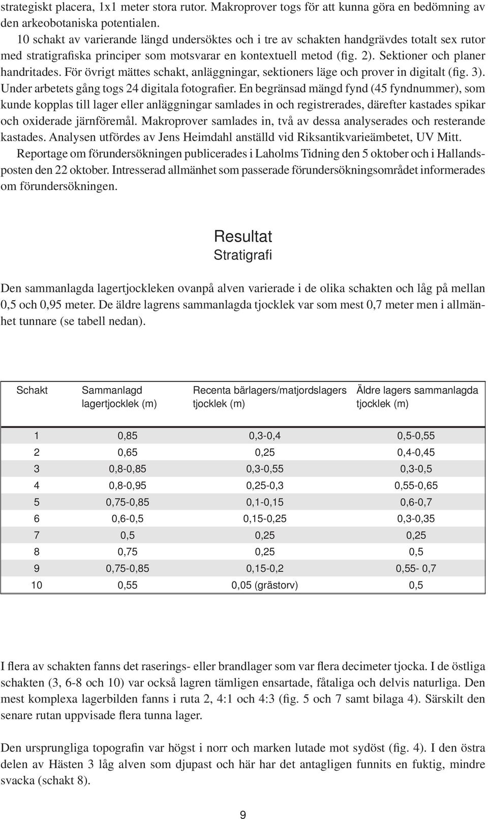 För övrigt mättes schakt, anläggningar, sektioners läge och prover in digitalt (fig. 3). Under arbetets gång togs 24 digitala fotografier.