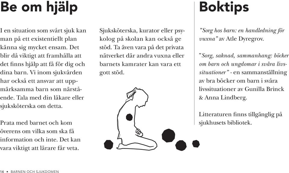 Prata med barnet och kom överens om vilka som ska få information och inte. Det kan vara viktigt att lärare får veta. Sjuksköterska, kurator eller psykolog på skolan kan också ge stöd.