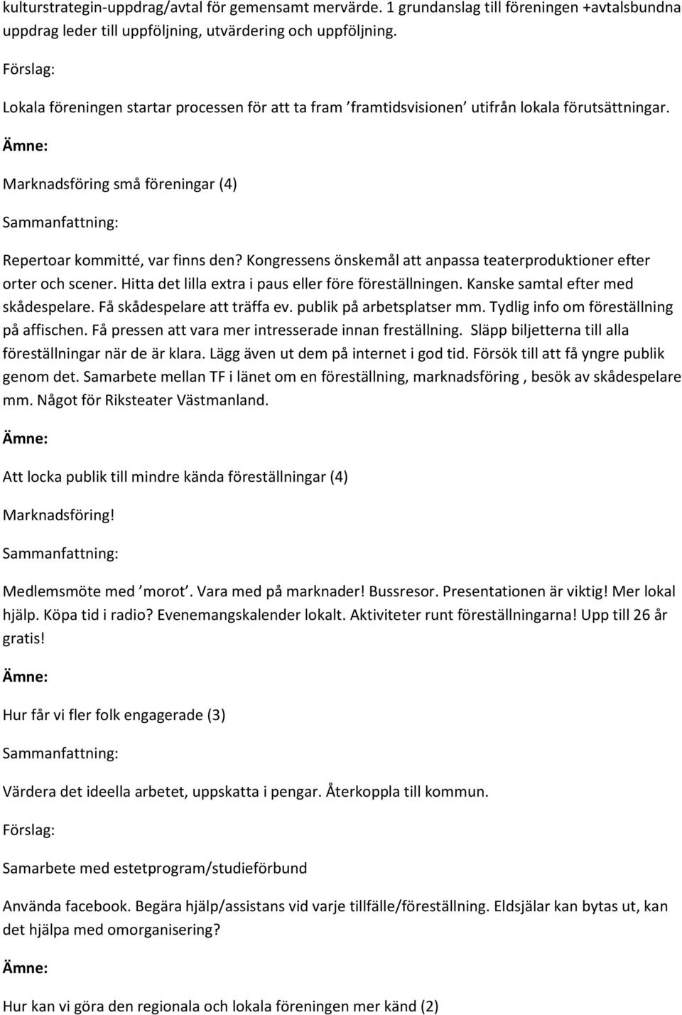 Kongressens önskemål att anpassa teaterproduktioner efter orter och scener. Hitta det lilla extra i paus eller före föreställningen. Kanske samtal efter med skådespelare.