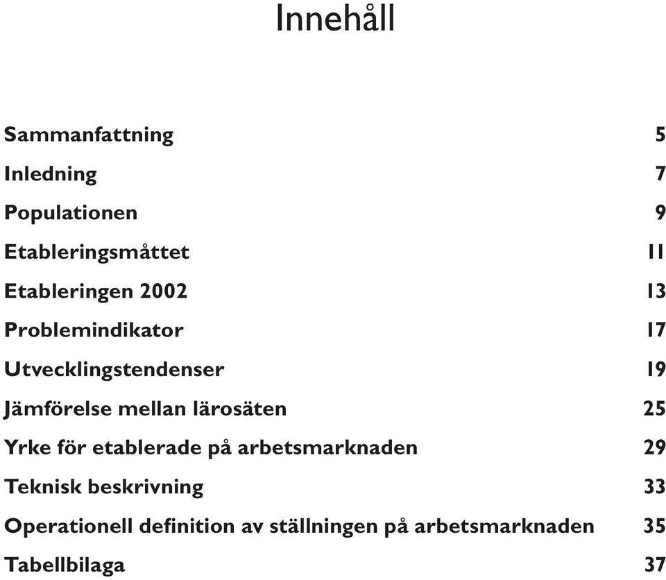 mellan lärosäten 25 Yrke för etablerade på arbetsmarknaden 29 Teknisk