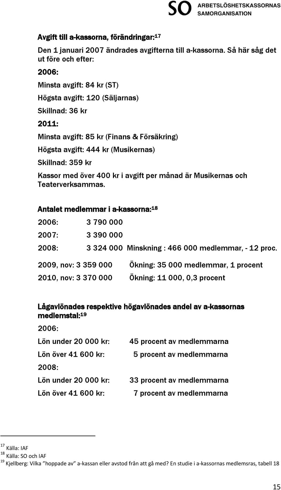 Skillnad: 359 kr Kassor med över 400 kr i avgift per månad är Musikernas och Teaterverksammas.