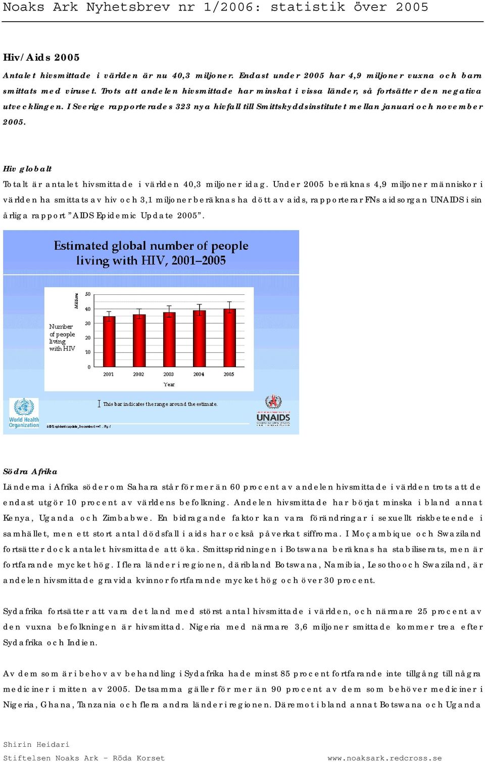 Hiv globalt Totalt är antalet hivsmittade i världen 40,3 miljoner idag.