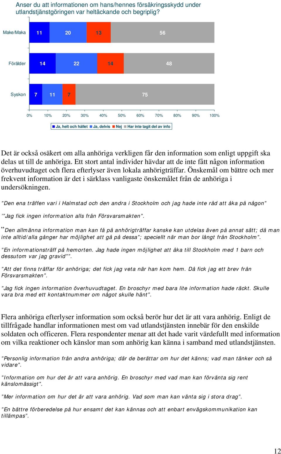 anhöriga verkligen får den information som enligt uppgift ska delas ut till de anhöriga.