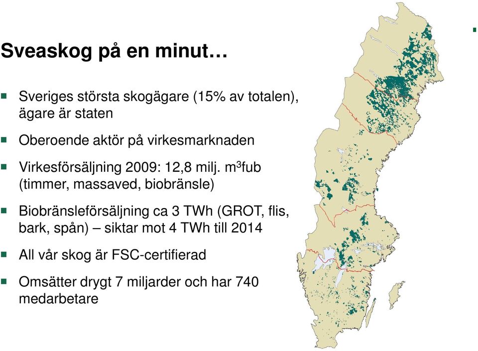 m 3 fub (timmer, massaved, biobränsle) Biobränsleförsäljning ca 3 TWh (GROT, flis, bark,