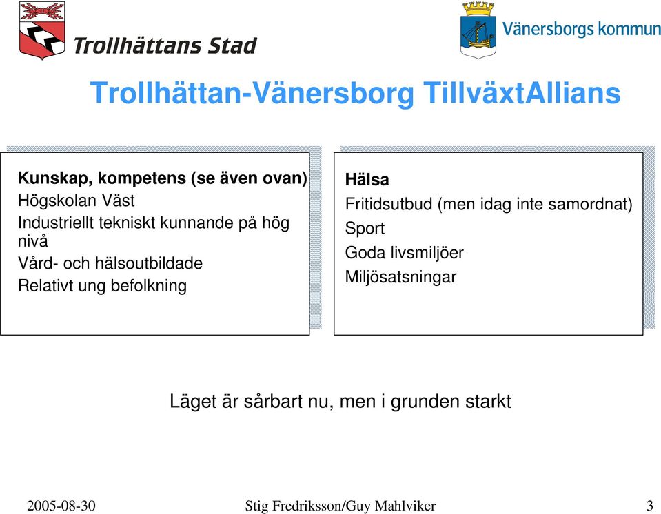 Fritidsutbud (men idag inte samordnat) Sport Goda livsmiljöer Miljösatsningar