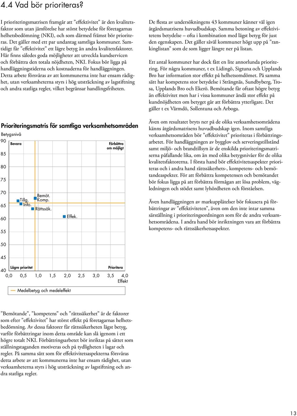 Det gäller med ett par undantag samtliga kommuner. Samtidigt får effektivitet ett lägre betyg än andra kvalitetsfaktorer.