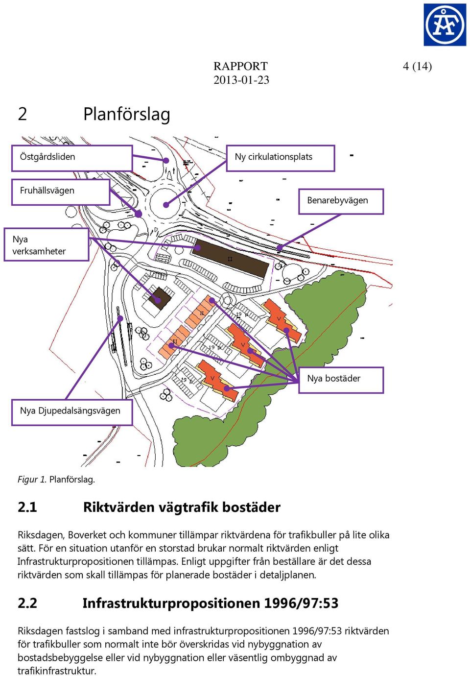 Enligt uppgifter från beställare är det dessa riktvärden som skall tillämpas för planerade bostäder i detaljplanen.