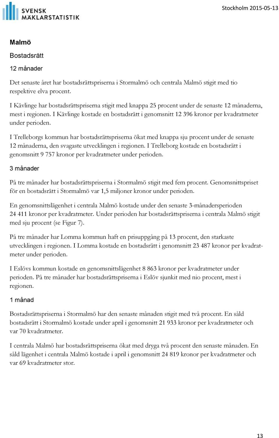 I Trelleborgs kommun har bostadsrättspriserna ökat med knappa sju procent under de senaste na, den svagaste utvecklingen i regionen.