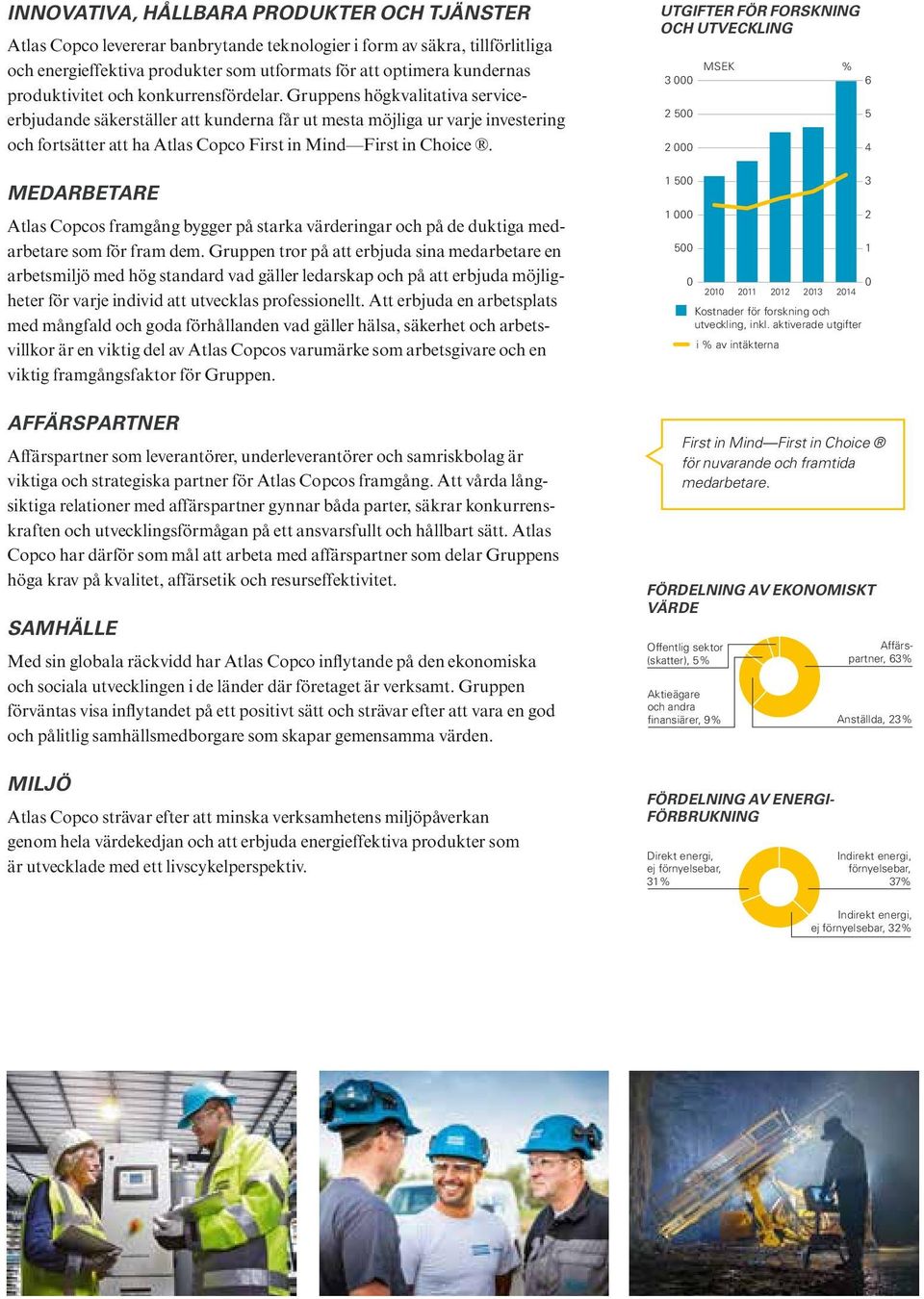 Gruppens högkvalitativa serviceerbjudande säkerställer att kunderna får ut mesta möjliga ur varje investering och fortsätter att ha Atlas Copco First in Mind First in Choice.