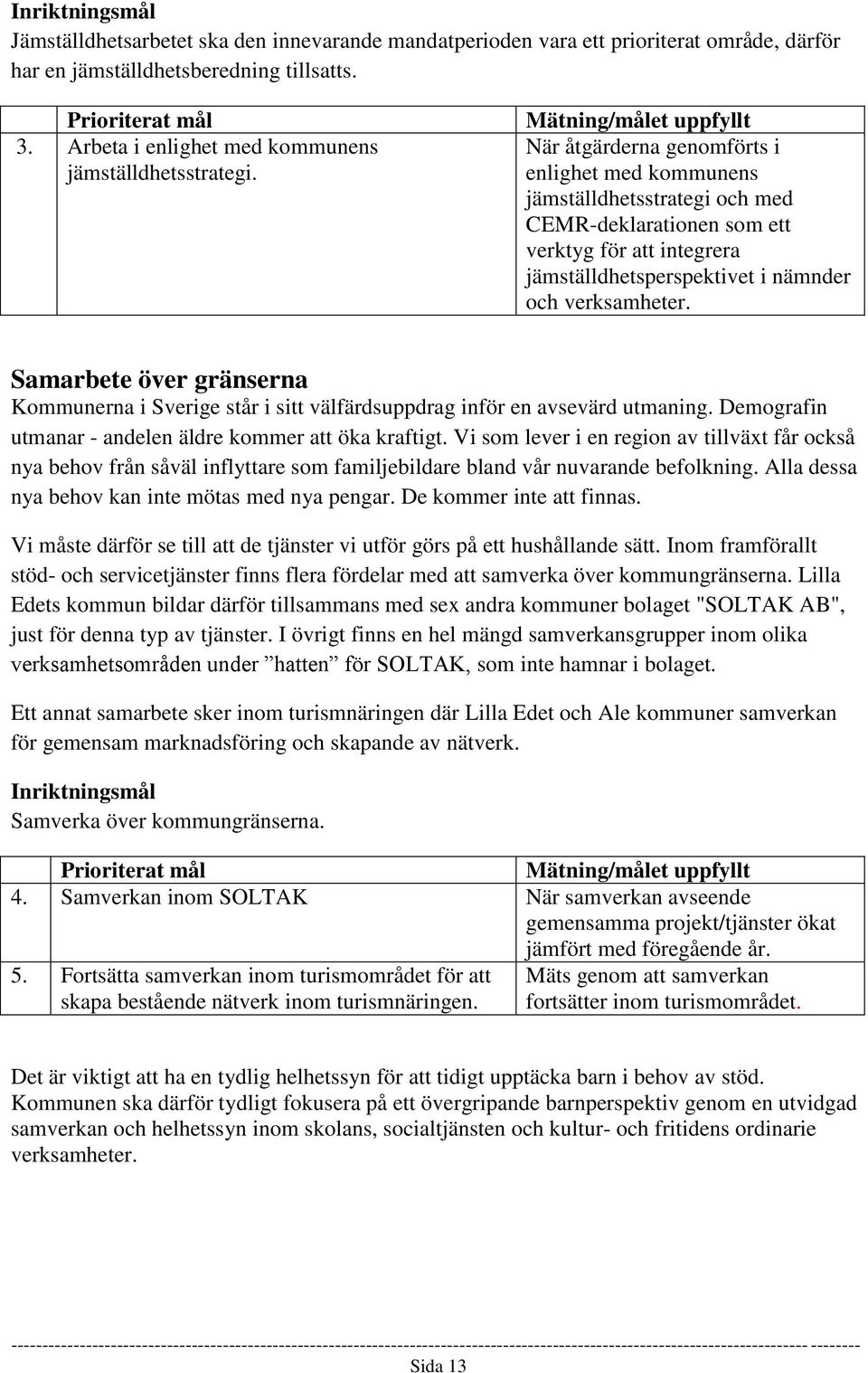 När åtgärderna genomförts i enlighet med kommunens jämställdhetsstrategi och med CEMR-deklarationen som ett verktyg för att integrera jämställdhetsperspektivet i nämnder och verksamheter.