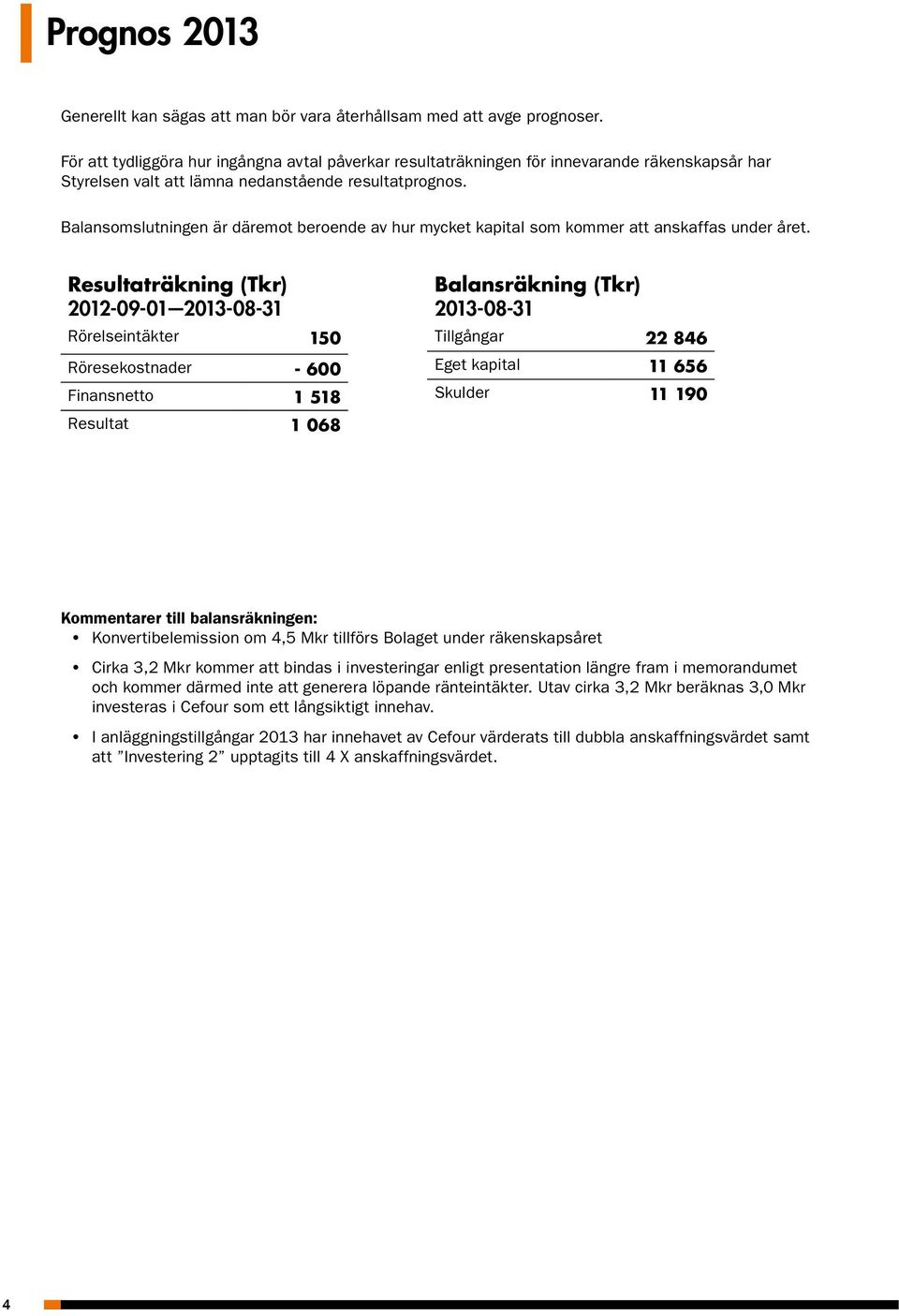 Balansomslutningen är däremot beroende av hur mycket kapital som kommer att anskaffas under året.