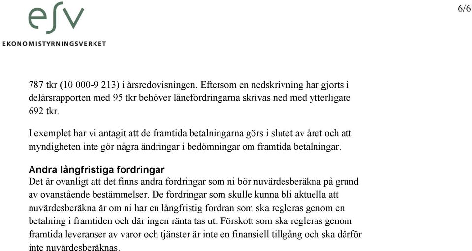 Andra långfristiga fordringar Det är ovanligt att det finns andra fordringar som ni bör nuvärdesberäkna på grund av ovanstående bestämmelser.