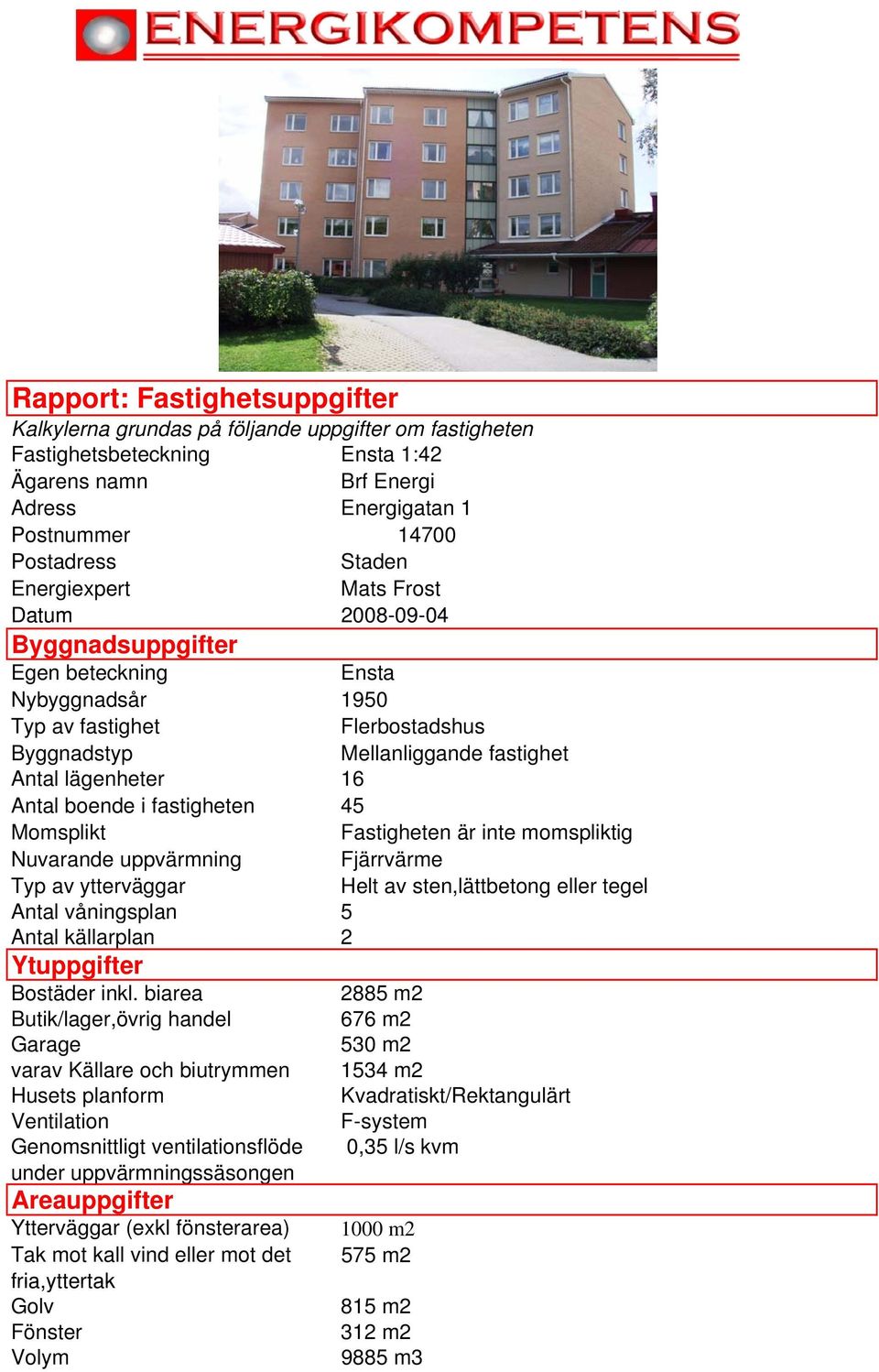 boende i fastigheten 45 Momsplikt Fastigheten är inte momspliktig Nuvarande uppvärmning Fjärrvärme Typ av ytterväggar Helt av sten,lättbetong eller tegel Antal våningsplan 5 Antal källarplan 2