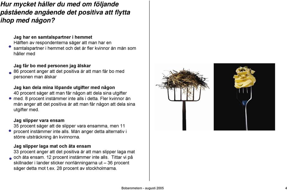 att det positiva är att man får bo med personen man älskar g kan dela mina löpande utgifter med någon 40 procent säger att man får någon att dela sina utgifter med.