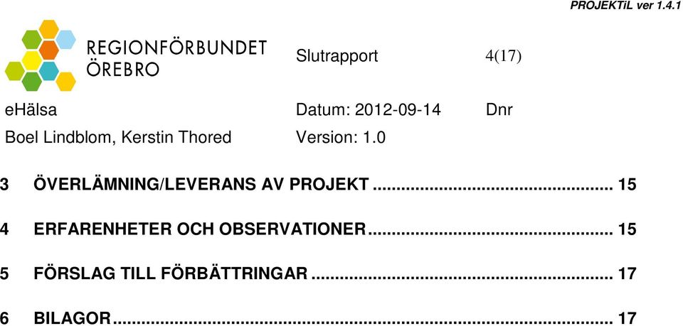 .. 15 4 ERFARENHETER OCH OBSERVATIONER.