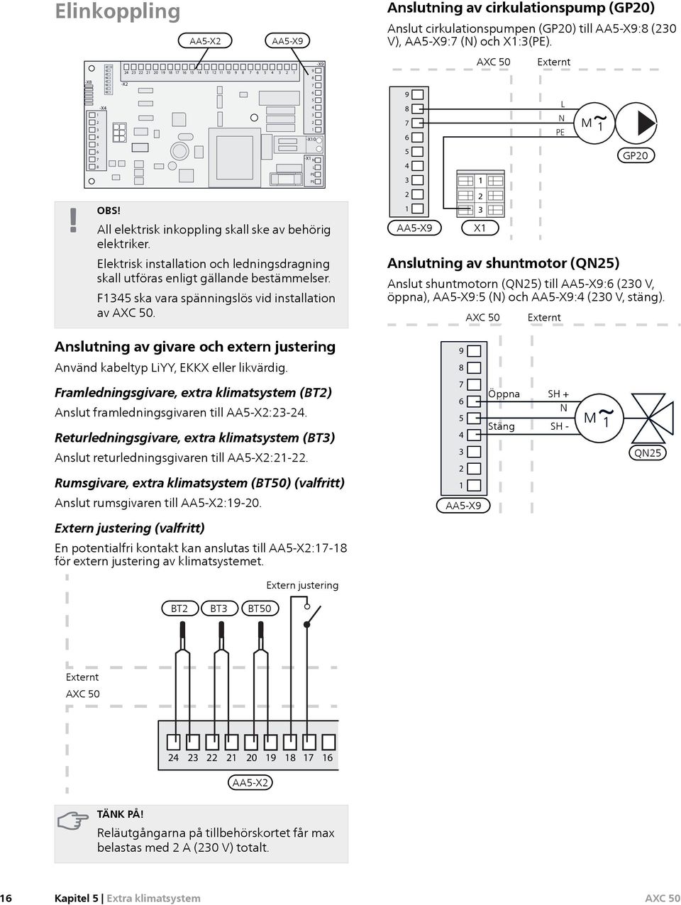 AA-X X Anslutning av shuntmotor (Q) GP0 Anslut shuntmotorn (Q) till AA-X: (0 V, öppna), AA-X: () och AA-X: (0 V, stäng).