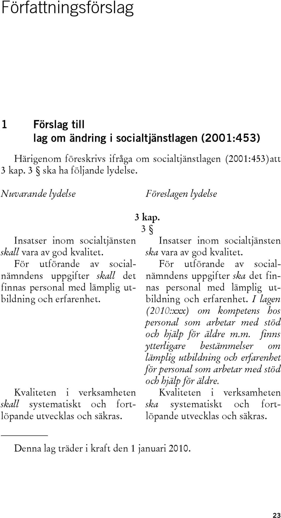 För utförande av socialnämndens För utförande av socialnämndens uppgifter skall det finnas personal med lämplig utbildning och erfarenhet.