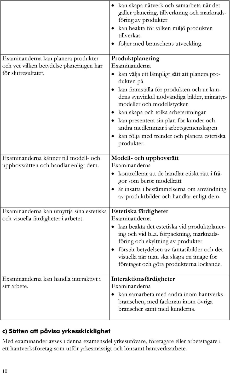 kan utnyttja sina estetiska och visuella färdigheter i arbetet. kan handla interaktivt i sitt arbete.