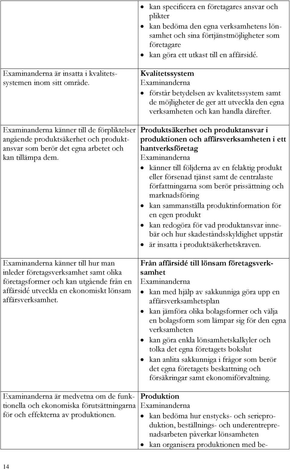 känner till hur man inleder företagsverksamhet samt olika företagsformer och kan utgående från en affärsidé utveckla en ekonomiskt lönsam affärsverksamhet.